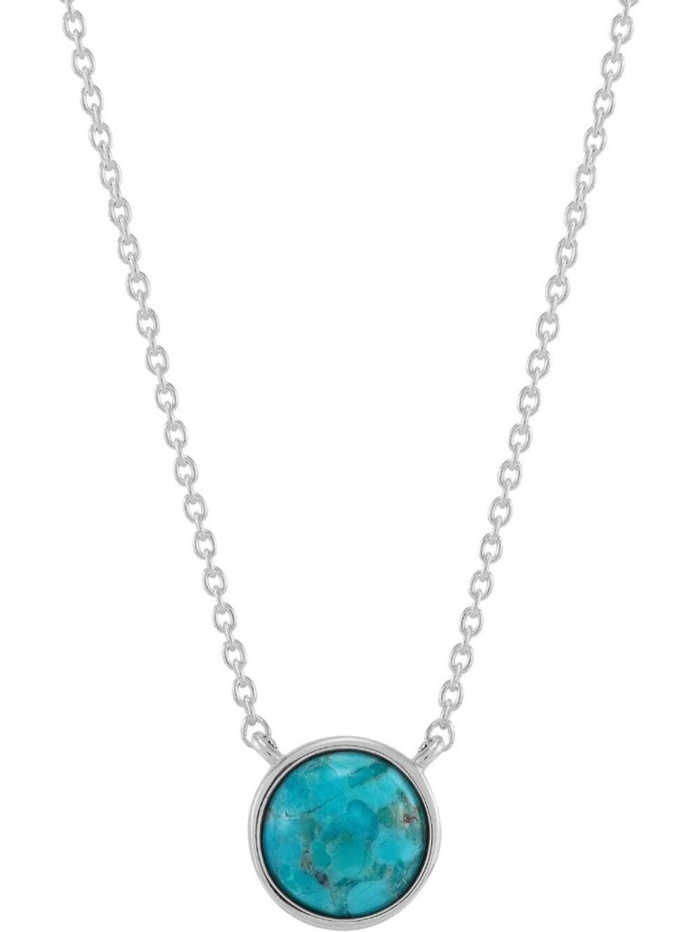 Sterling Silver Compressed Turquoise Necklace, Adjustable 16-18 inches, Boho